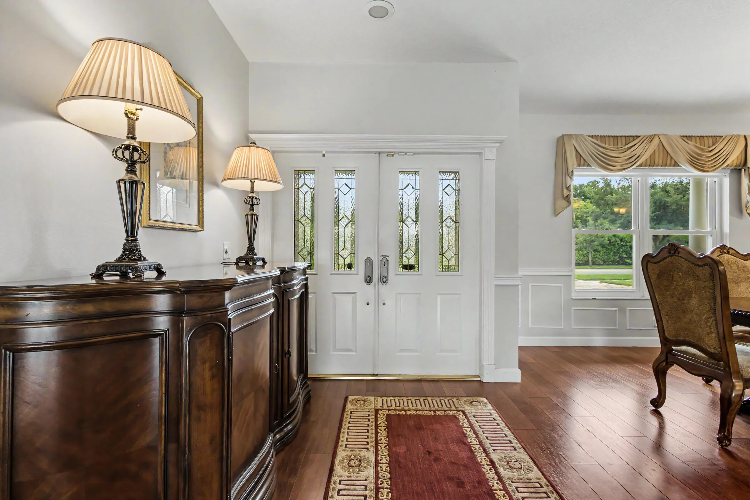 Foyer with double door entry