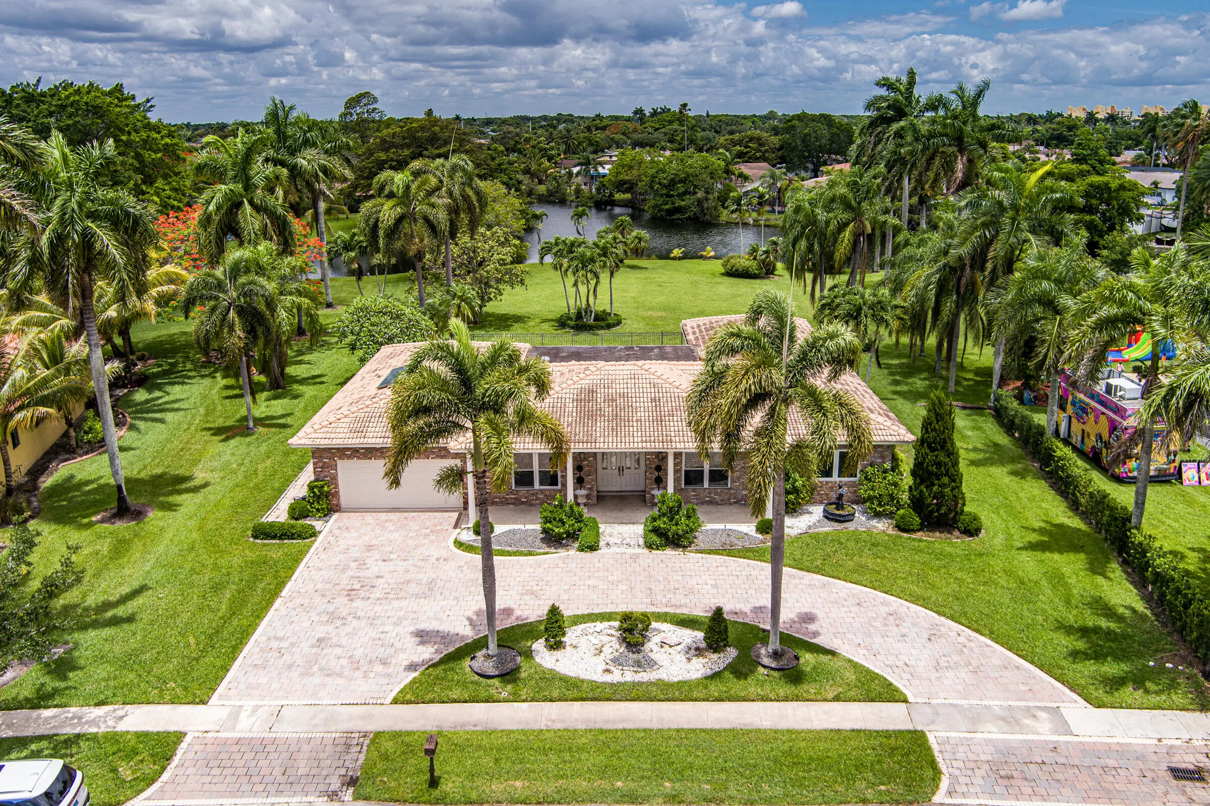 Aerial view - Home located on expansive waterfront lot