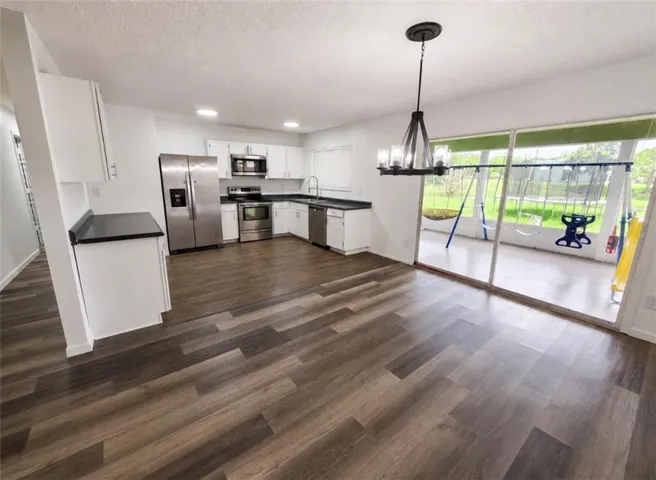 view of kitchen from dining area