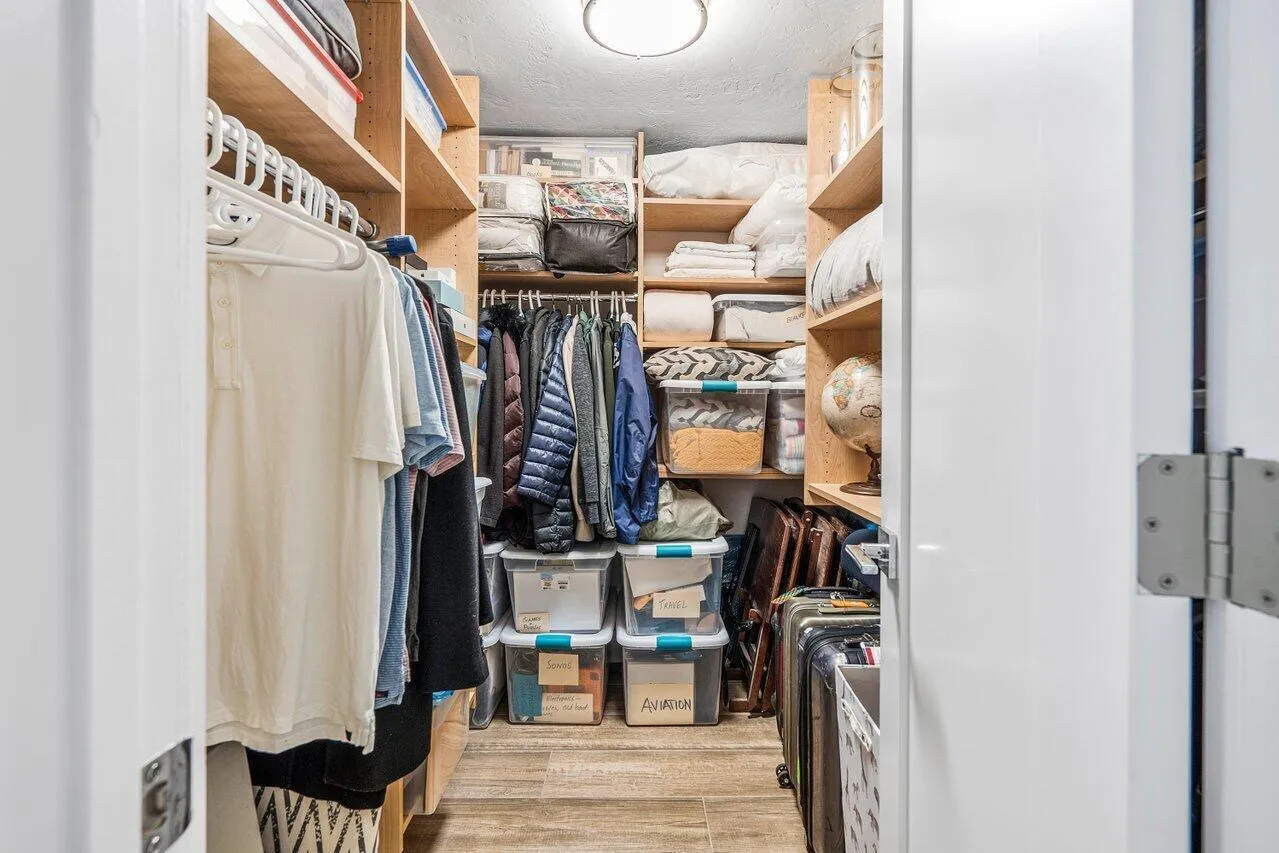 spacious walk in closet