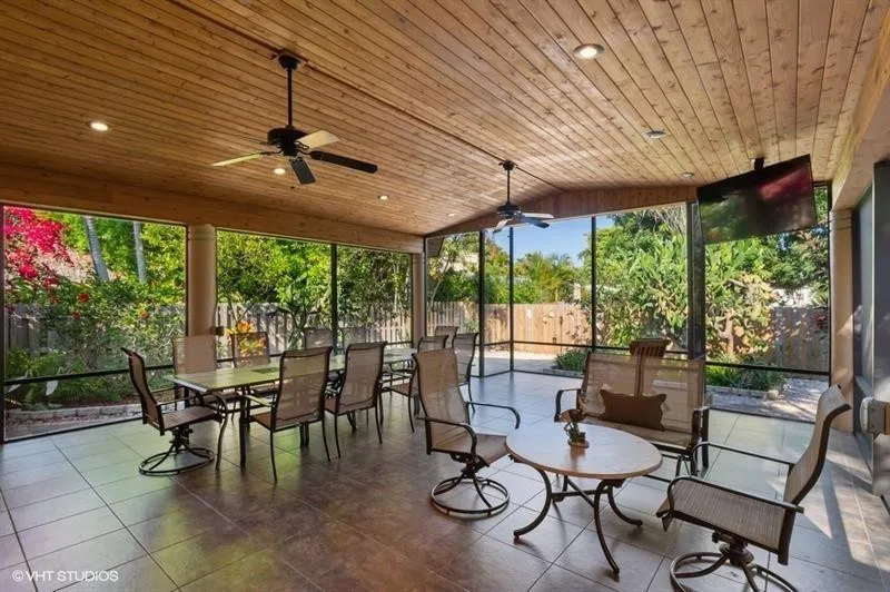 Spacious screened in patio off the family room. Great for entertaining.