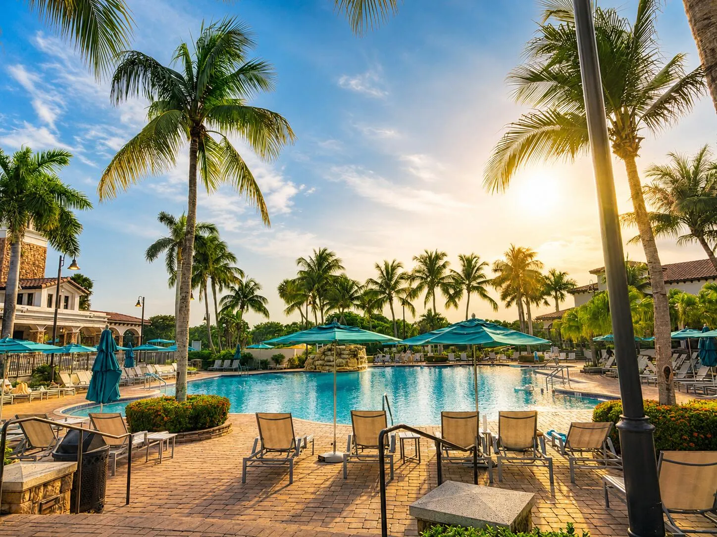 Plaza del Lago Pool sunset