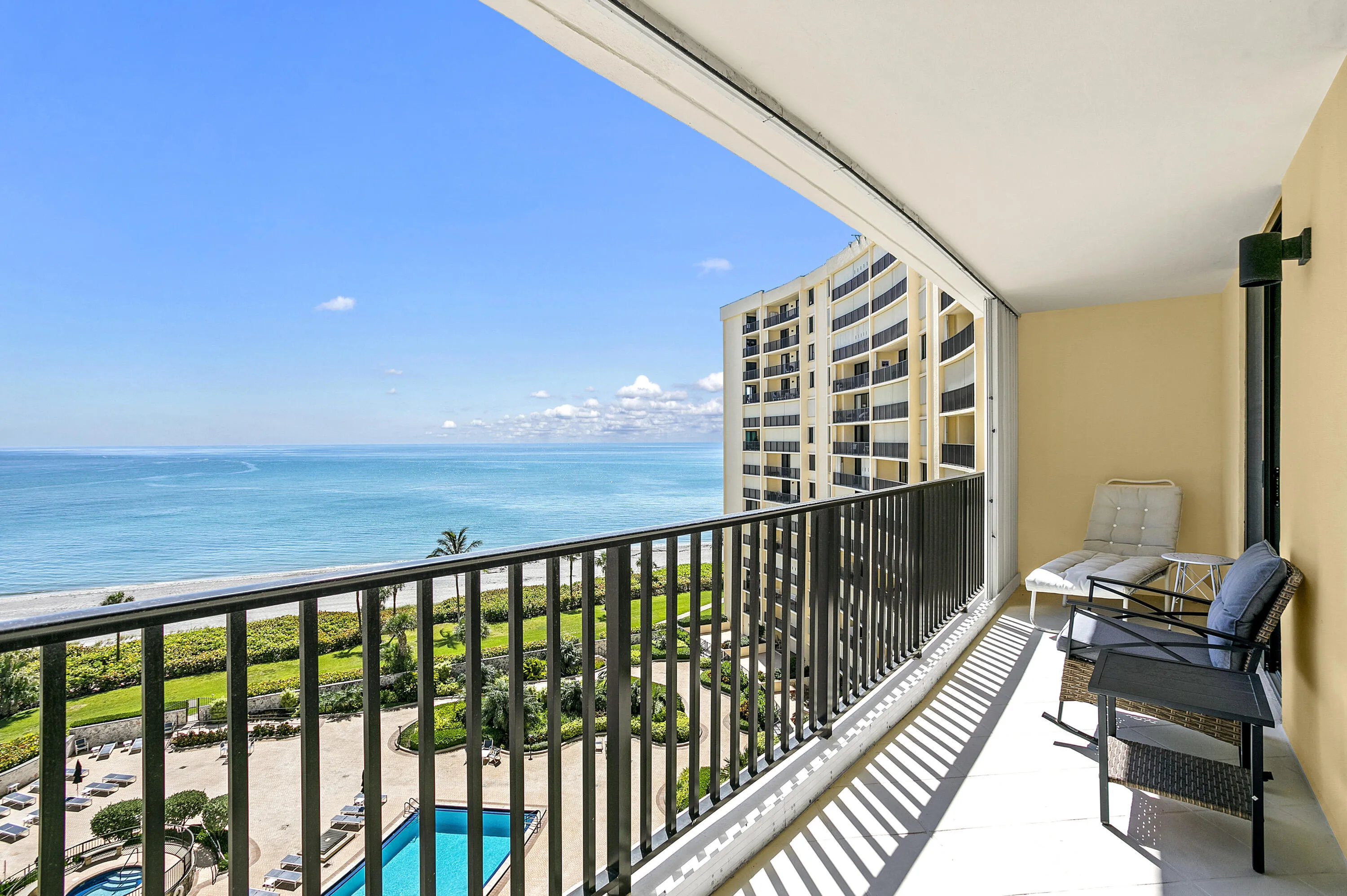 Oceanfront Balcony with Access from the Living Room and Primary Bedoroom