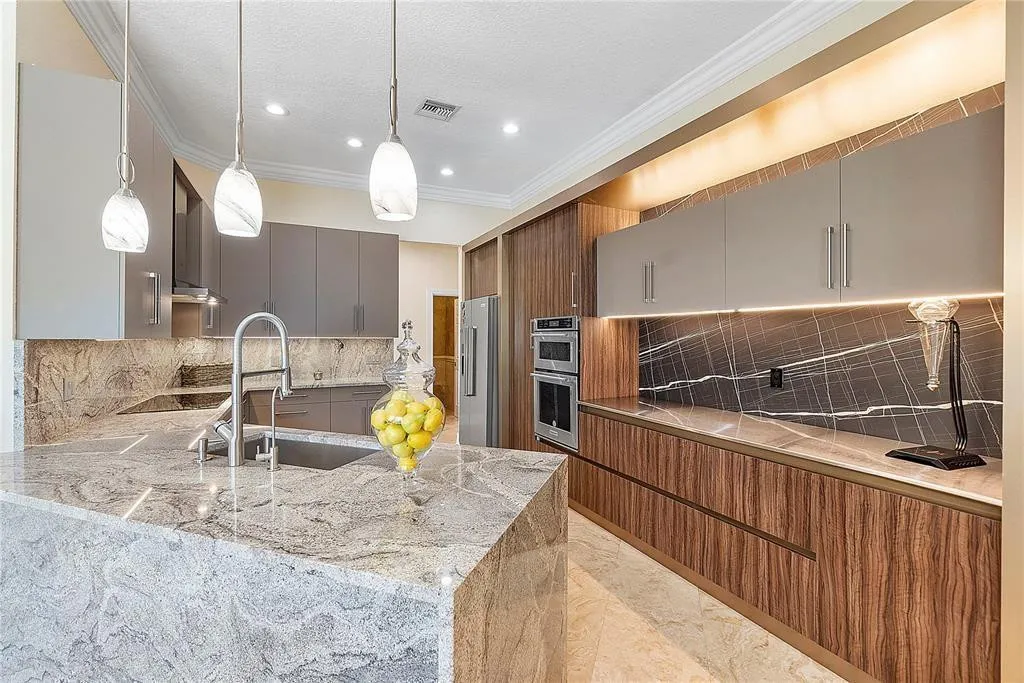 Waterfall kitchen snack counter