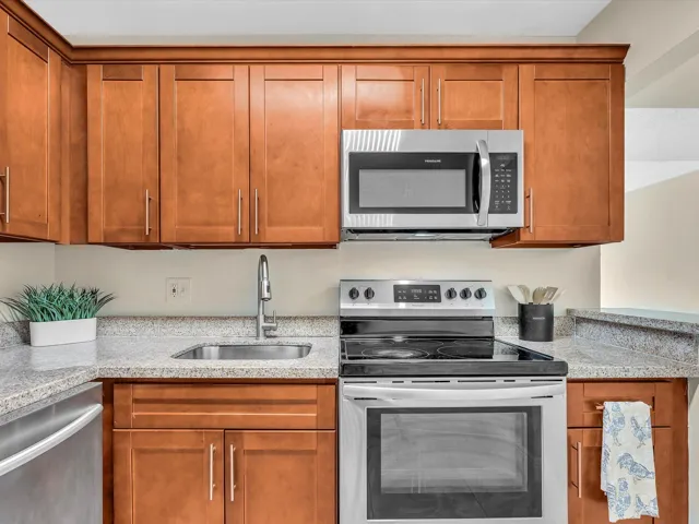 Granite, SS Appliances, Wood Cabinets