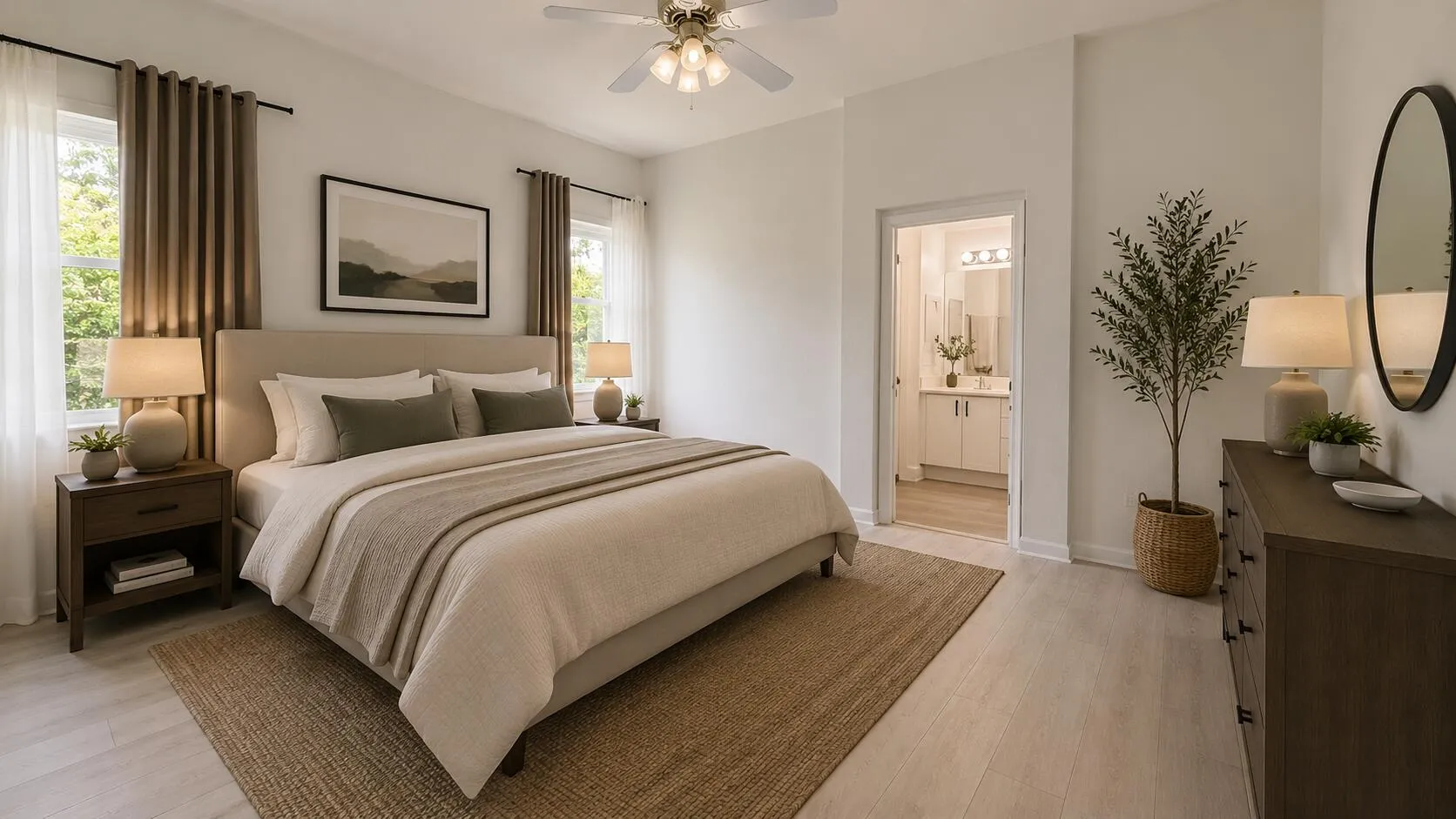 Master bedroom AI Staged