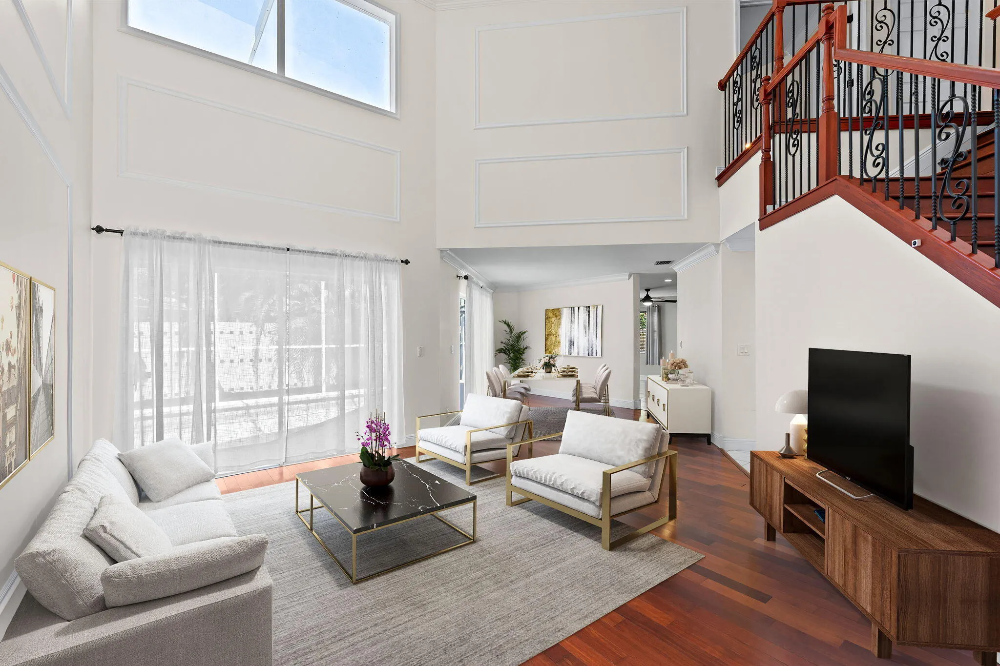 Virtually Staged Living & Dining Room