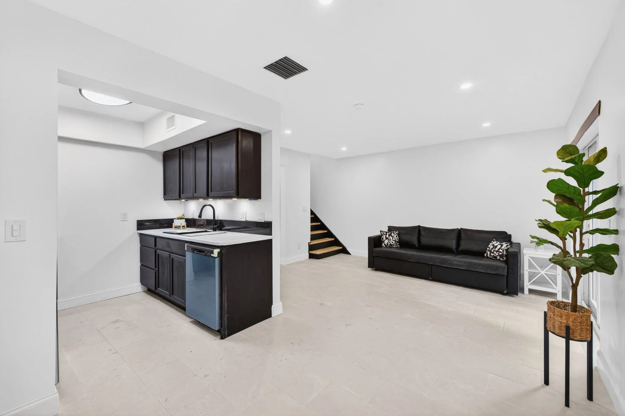 Living Area with Kitchen Cabinet View
