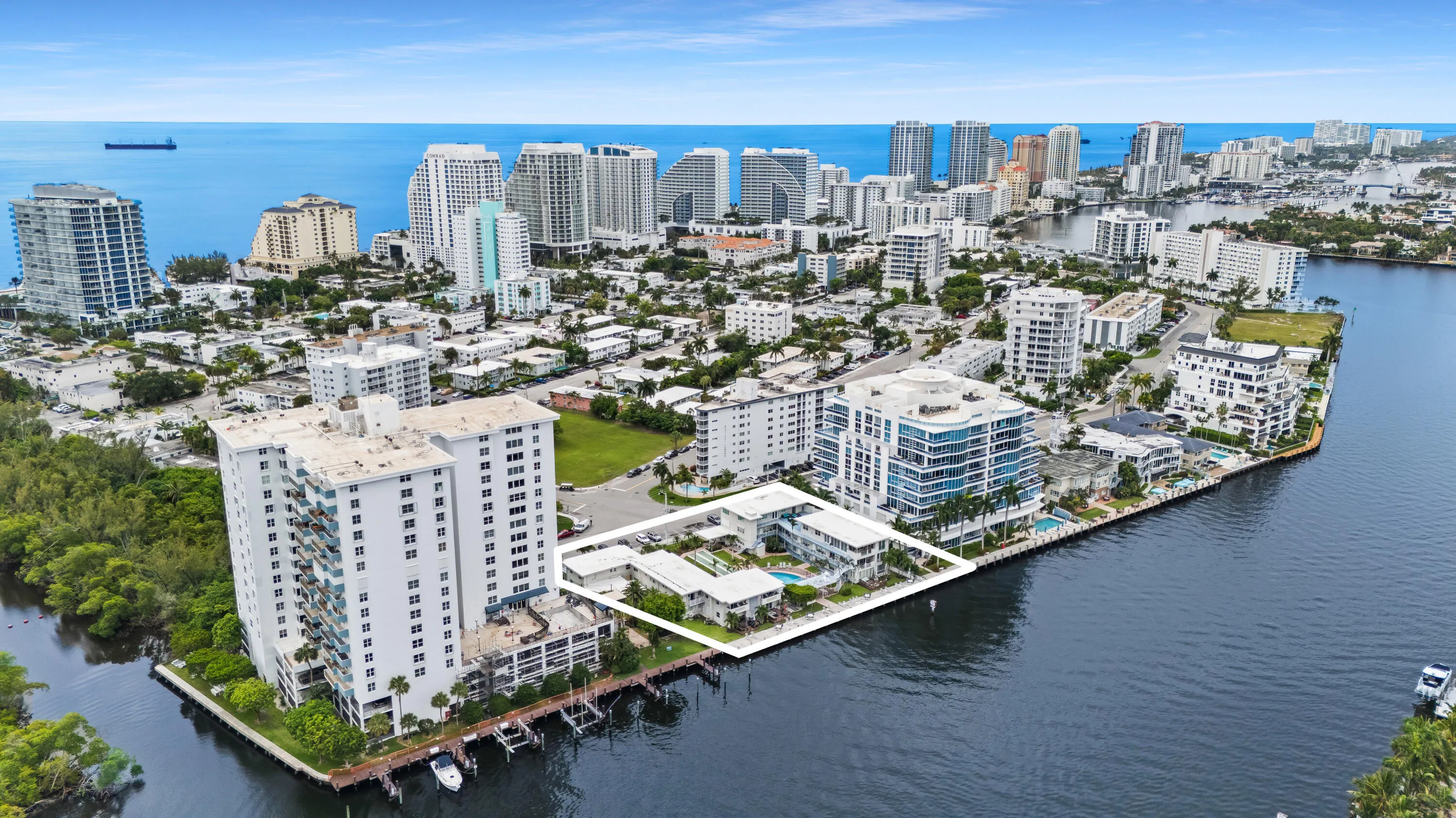 Aerial view showing Intracoastal and Ocean