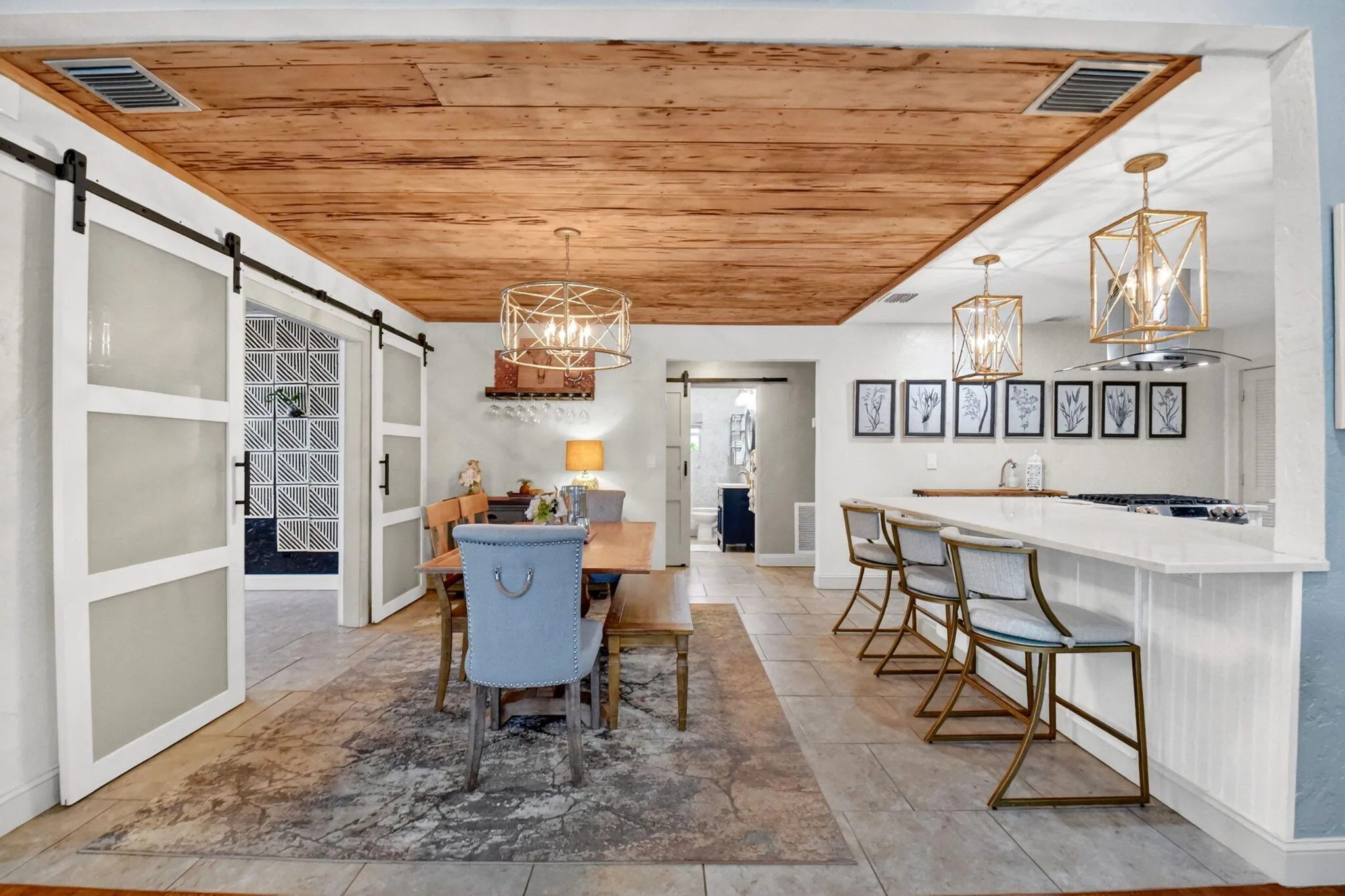 Additional seating at breakfast bar. Great for entertaining. Extra storage beneath bar counter.