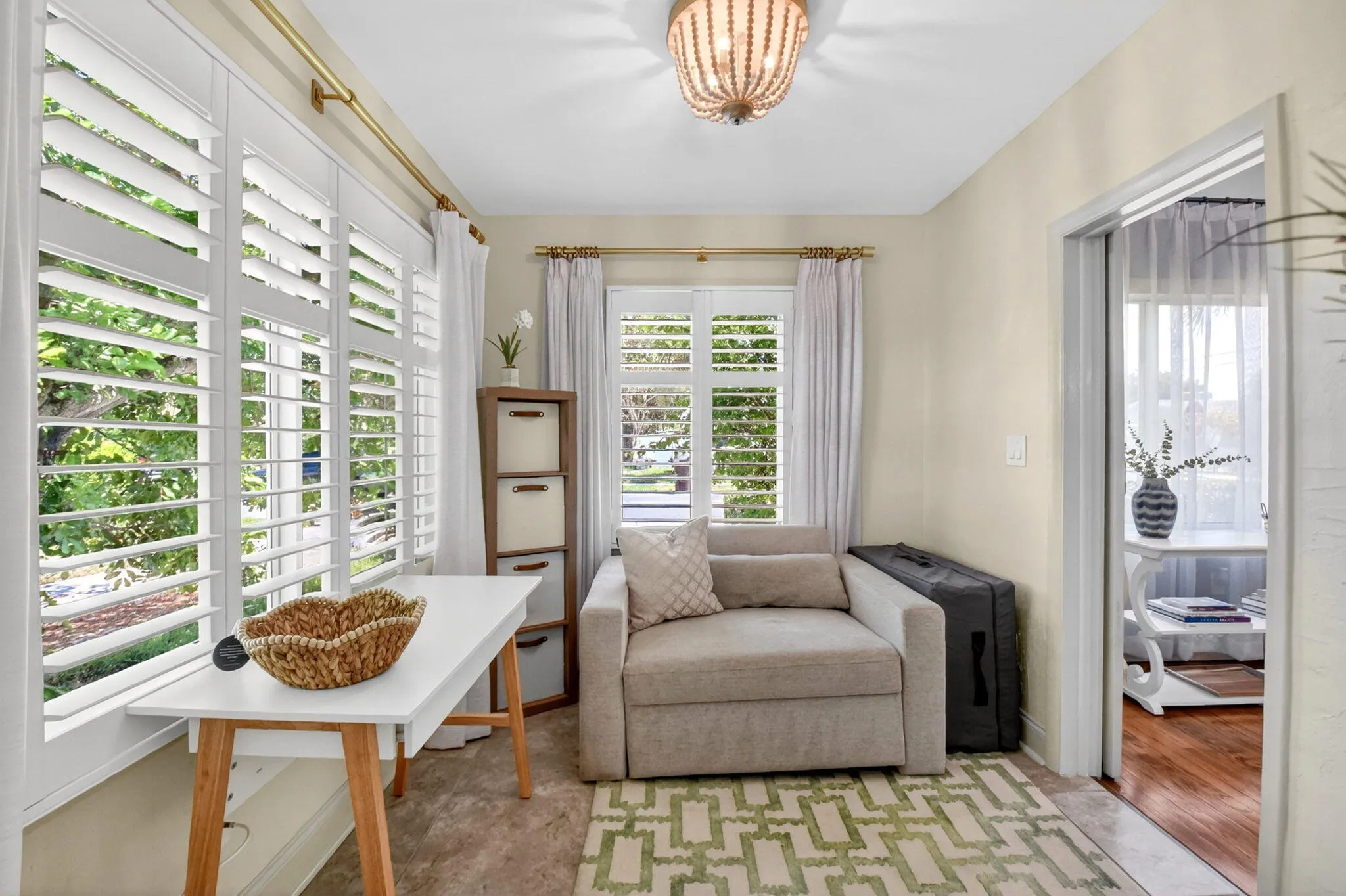 3rd bedroom is currently set up as an office. Beautiful natural light and adjoining 2nd bathroom.