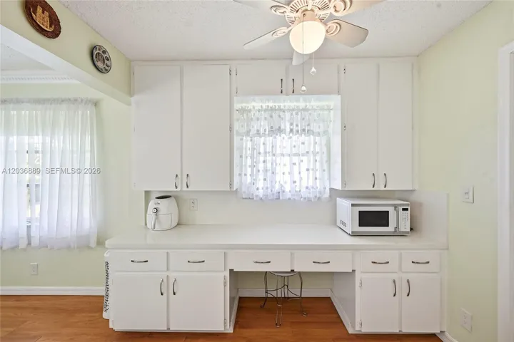 Coffee bar/small deskwith view to south side of home