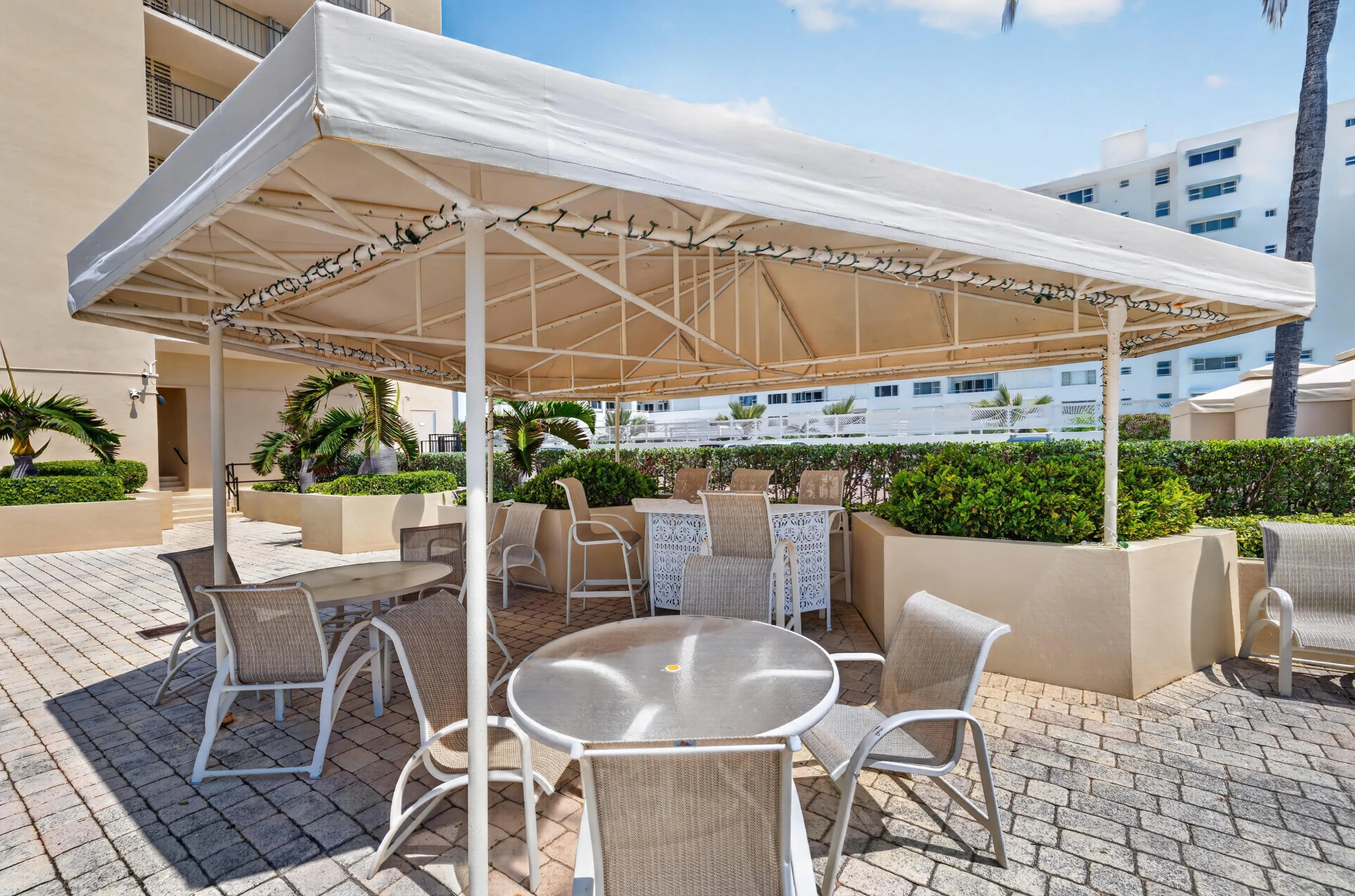 Sit in the shade for lunch with your neighbors
