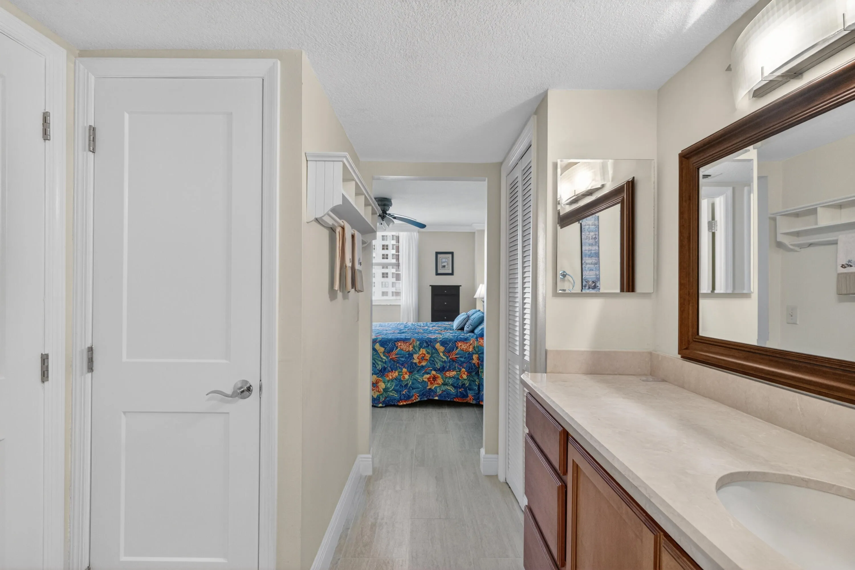 Looking out toward bedroom - 3 closets, including a walk-in in bath