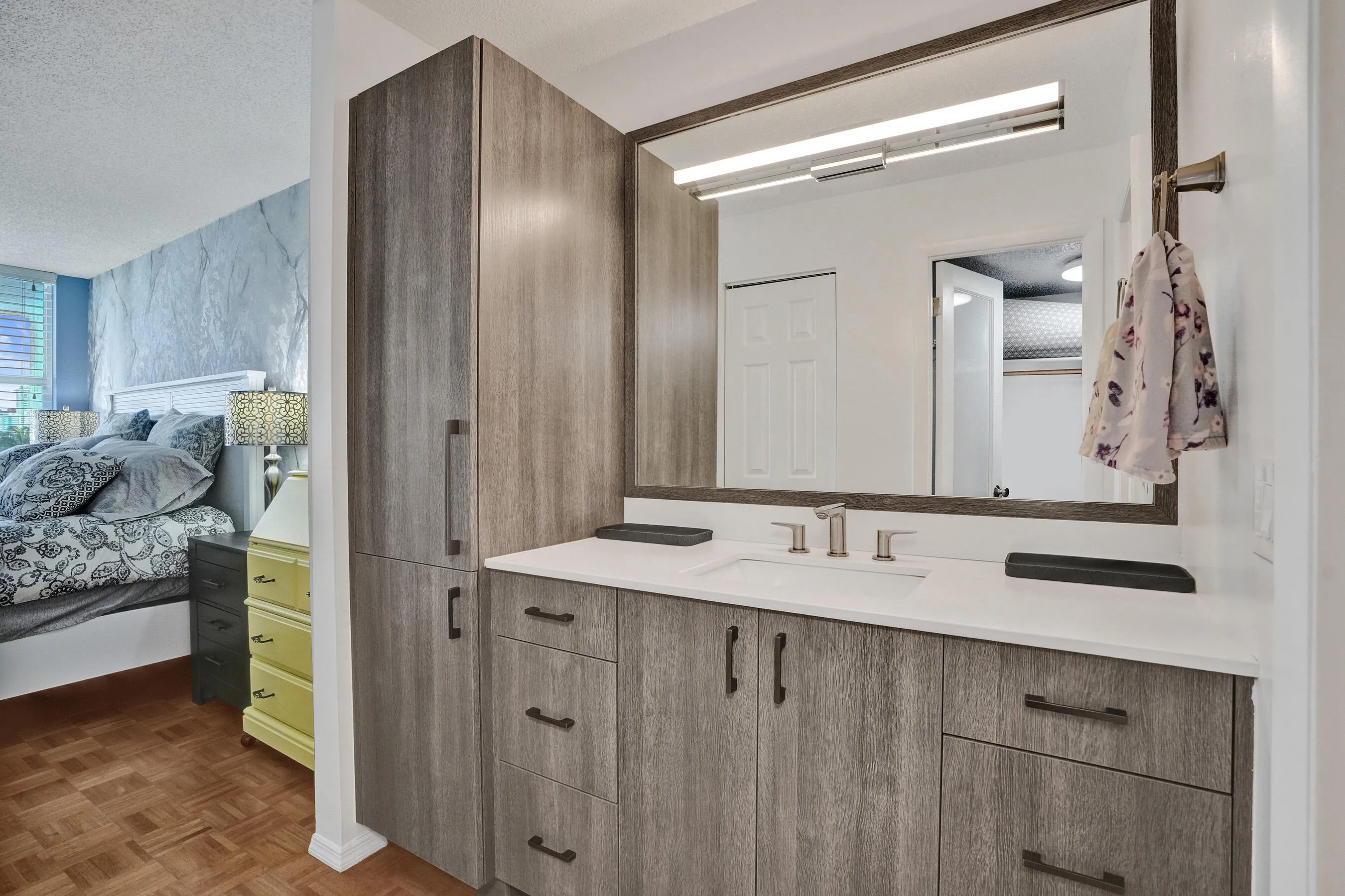 Updated vanity and Linen cabinet