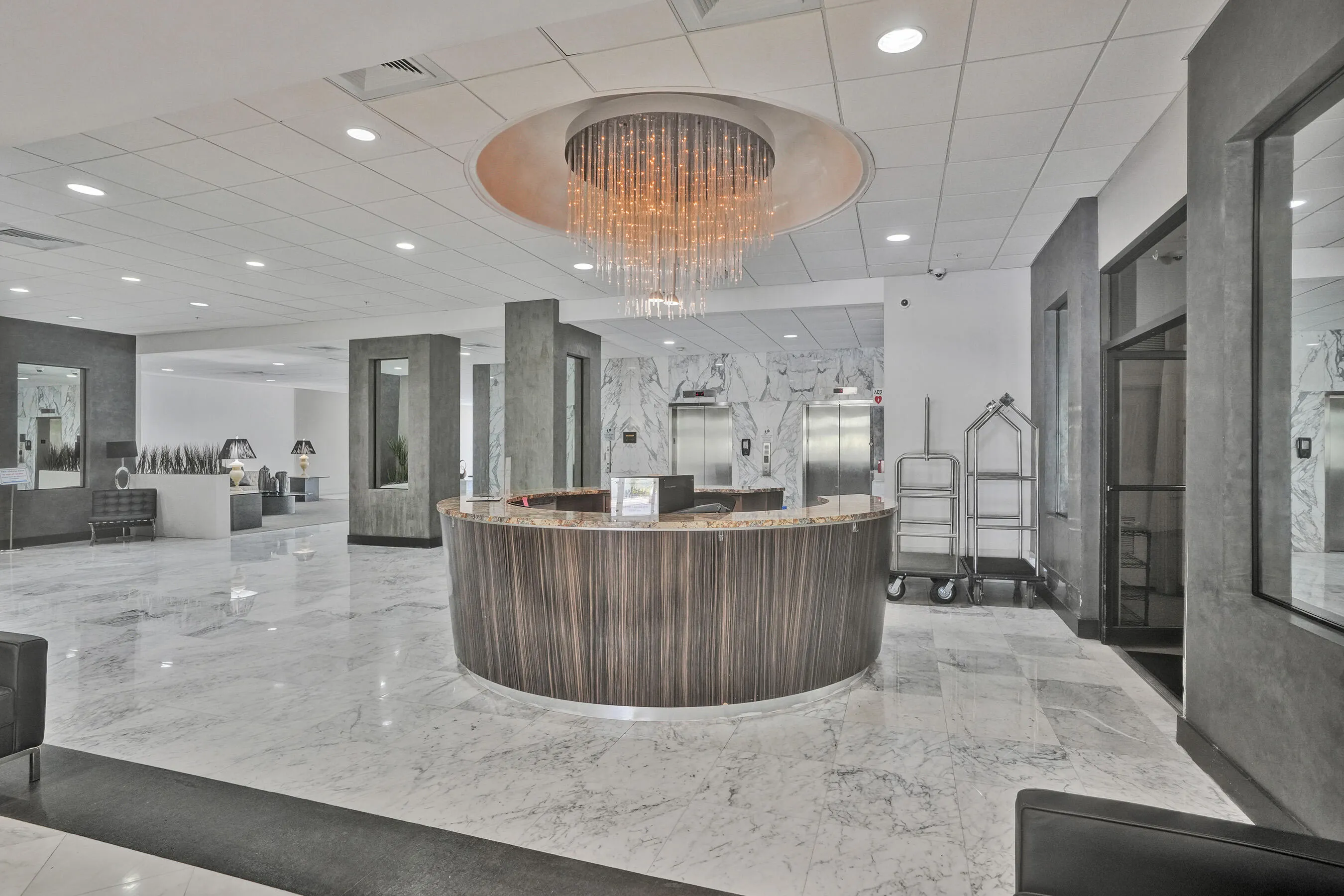 Concierge at front desk will greet visitors and guests as they enter the building.