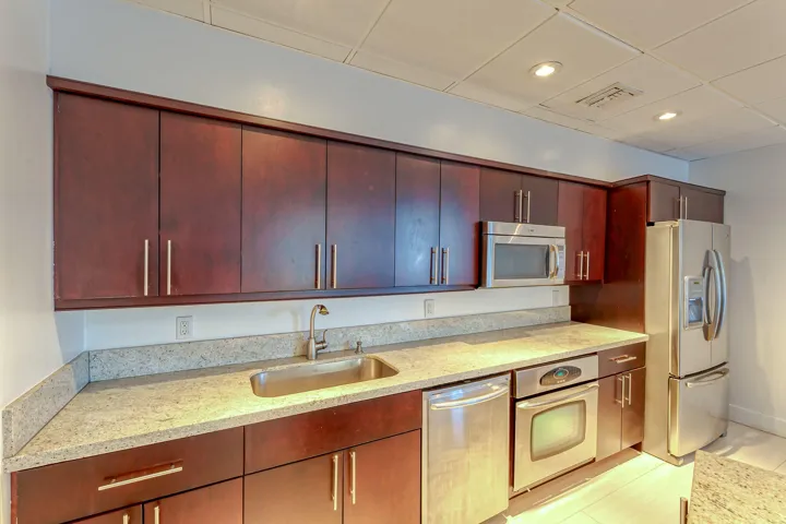 Clubroom kitchen is available for private parties.