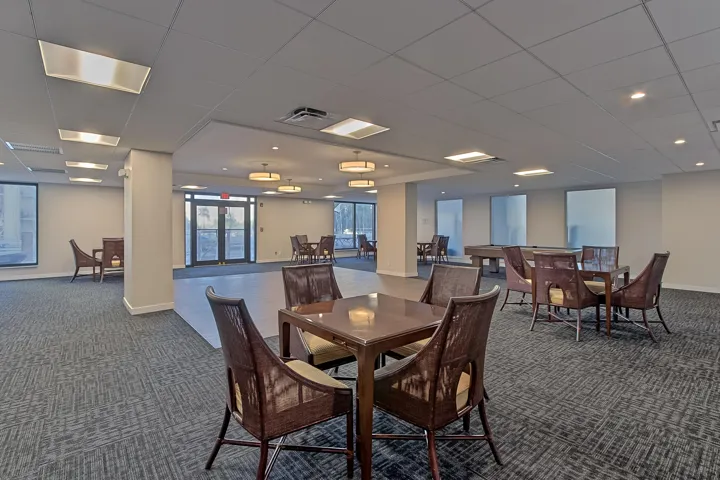 Clubroom on 2nd floor is availablle for resident's use and may be reserved for private parties