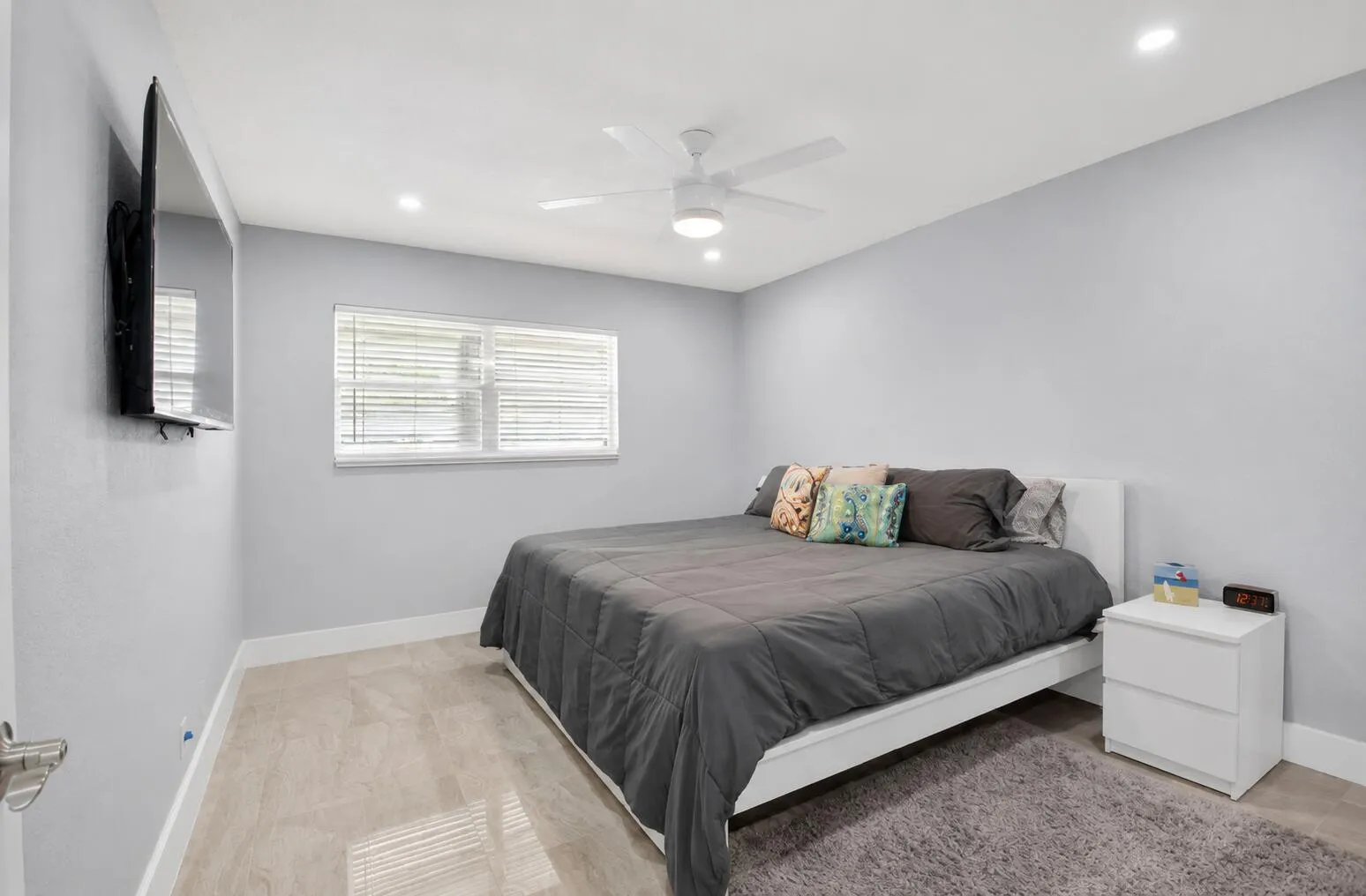 Large, furnished primary bedroom with walk-in closet!