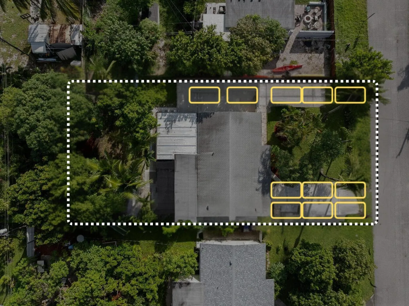 Diagram of where the parking spots are on the property