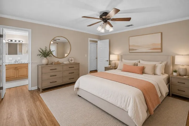 Virtually staged master bedroom