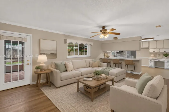 Virtually staged family room