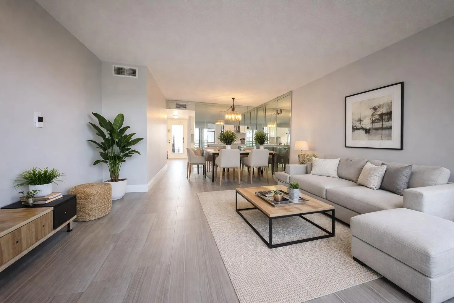 Open concept living/dining room-virtually staged
