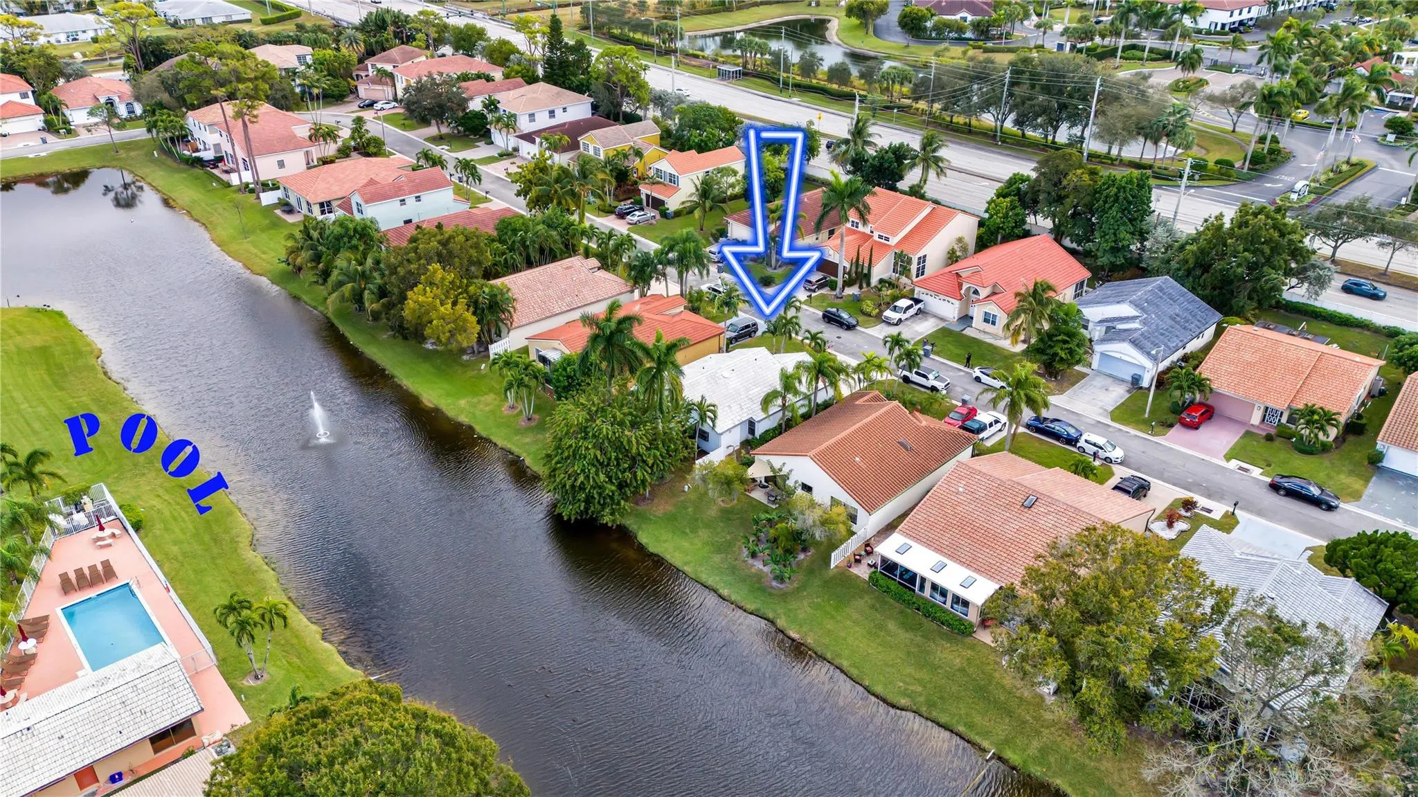 Home is loacated right across the lake from the pool!