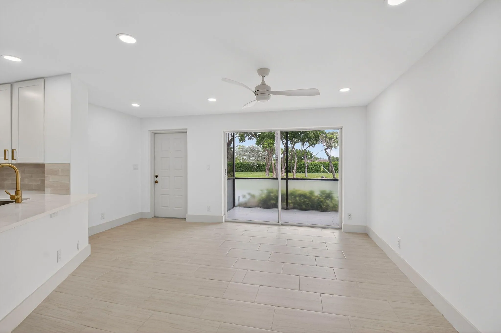 living room empty facing porch