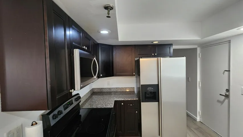Beautiful dark wood cabinets