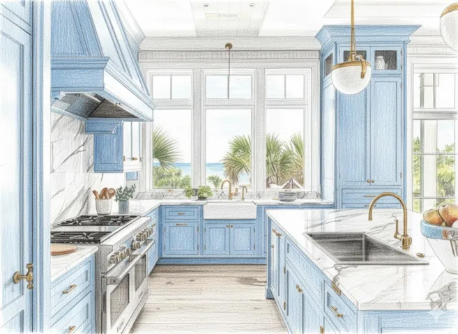sketched image of kitchen