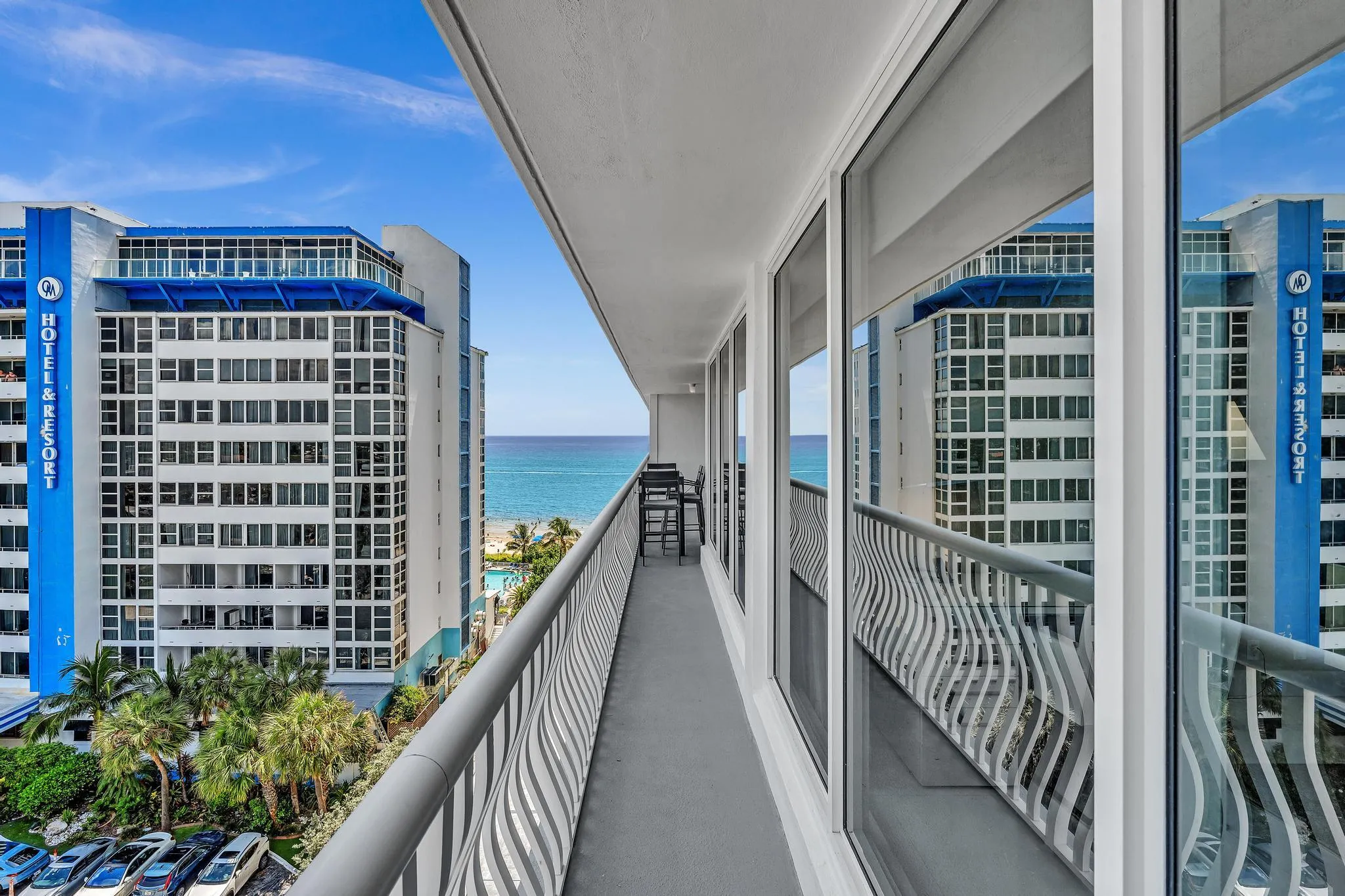 Large Balcony Freshly painted with a northeast View