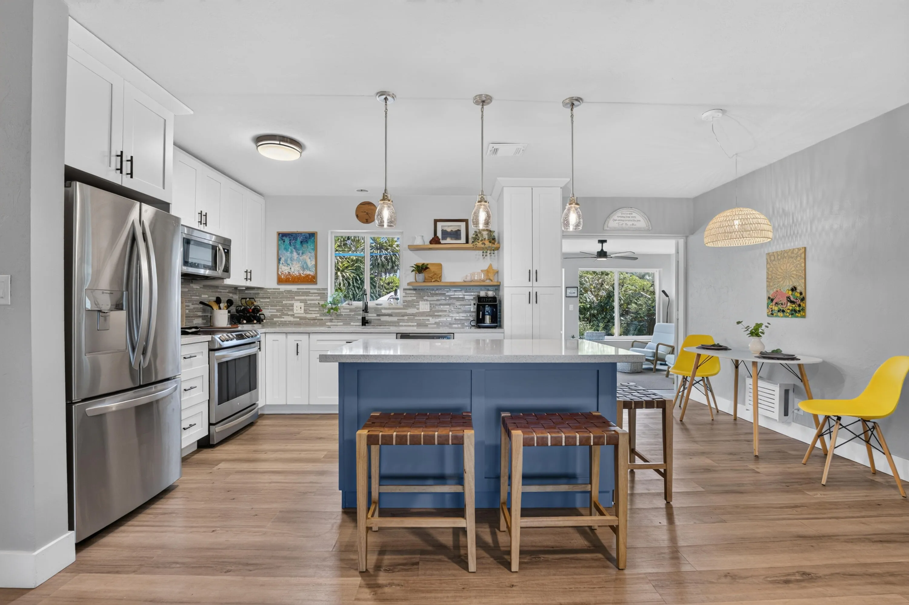 Kitchen and island