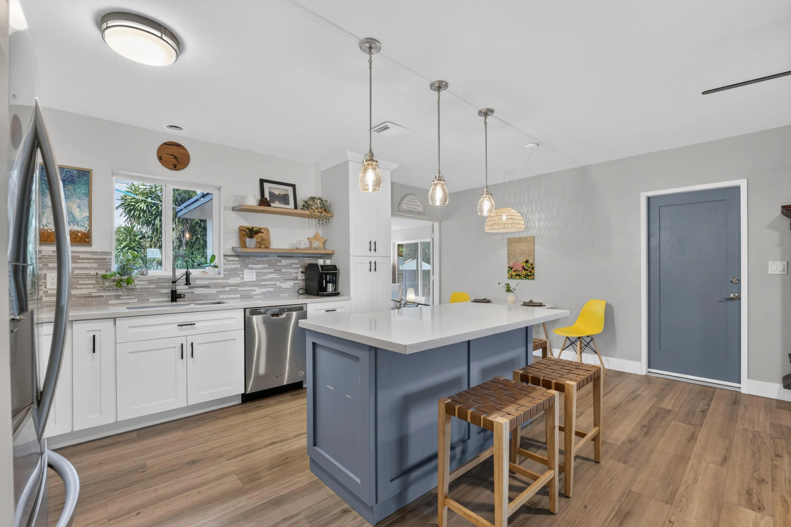 Kitchen and island
