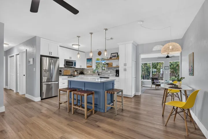 Kitchen and island