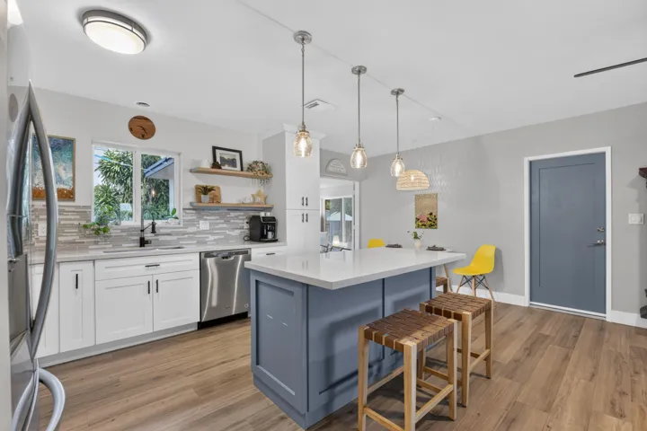 Kitchen and island