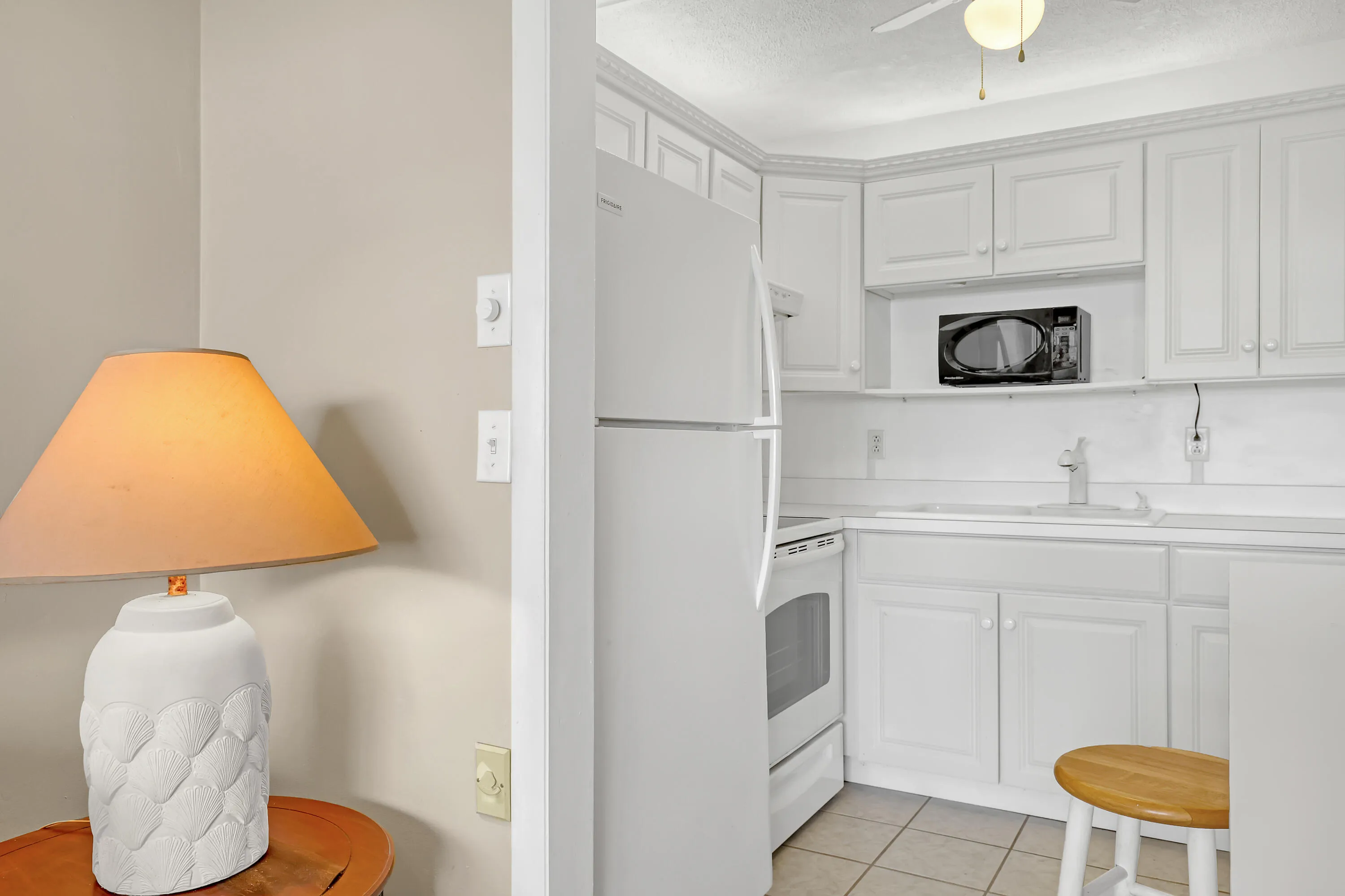 White Kitchen and microwave shelf