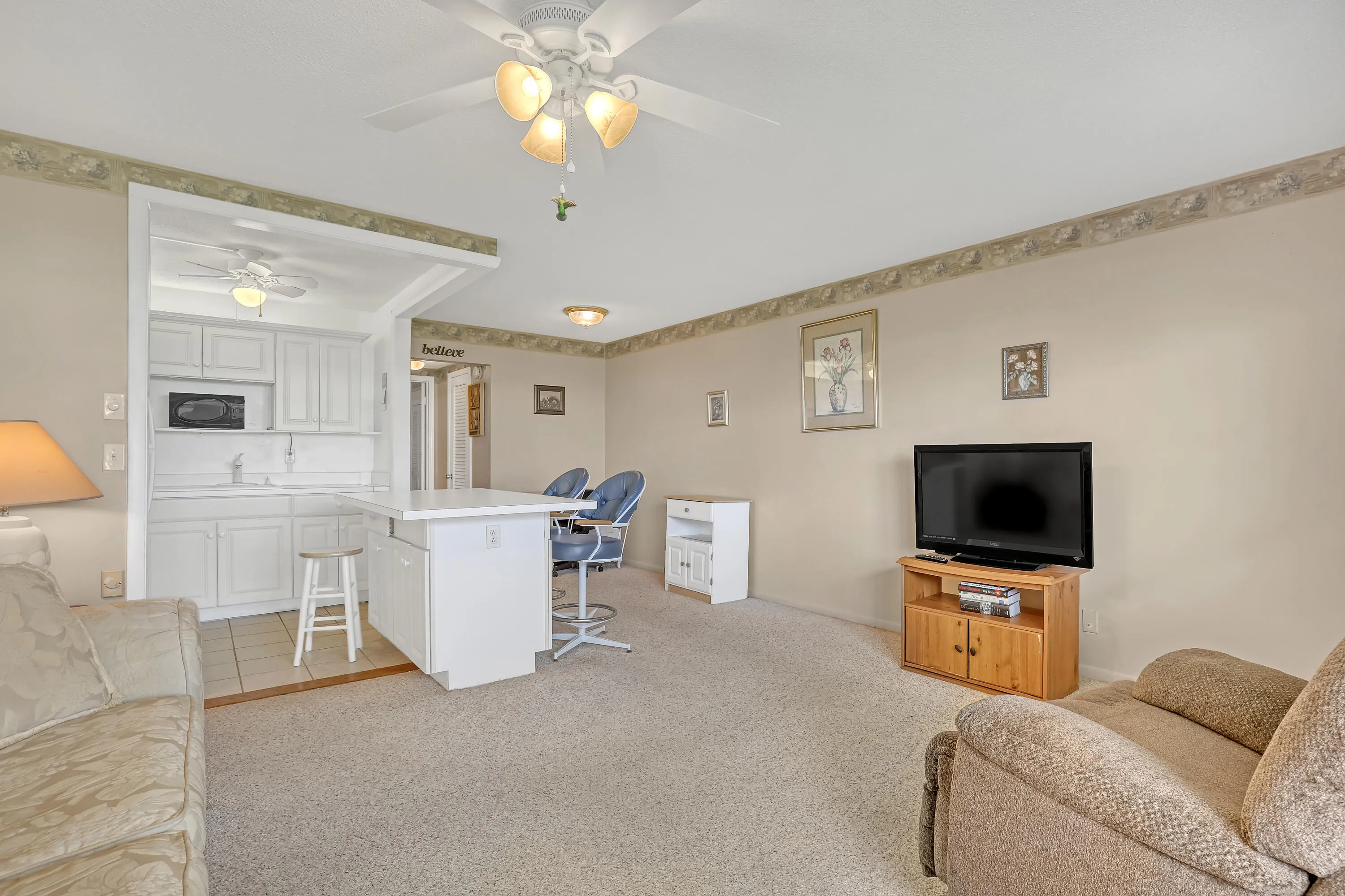 View to Kitchen and Dining areas