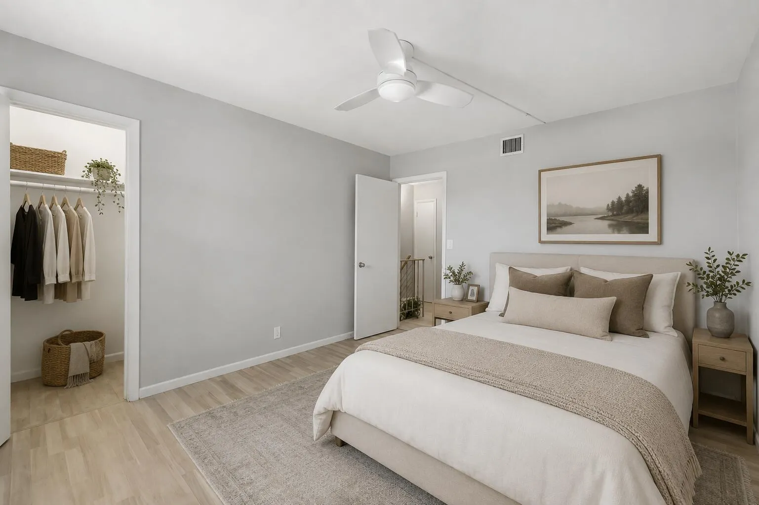 Virtually Staged. Bedroom one.