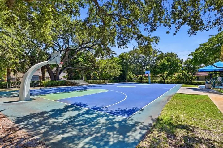 Community basketball court providing a great space for recreation and staying active.