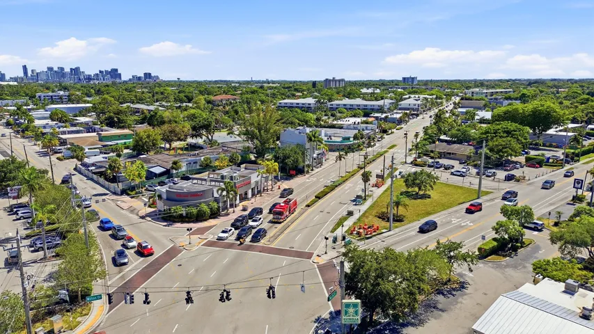 Aerial perspective highlighting the home's outstanding location near the heart of Wilton Manors.