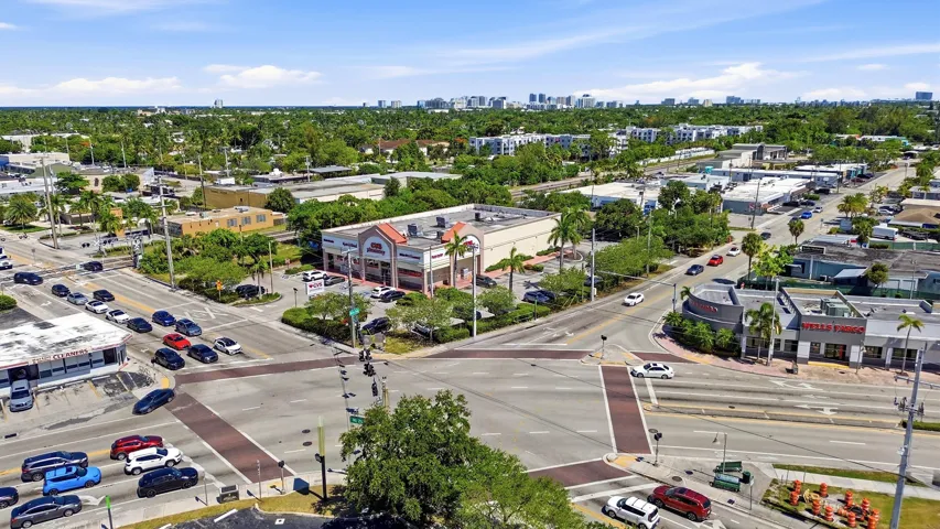 Aerial view showcasing the home's convenient location near Wilton Drive and Five Points.