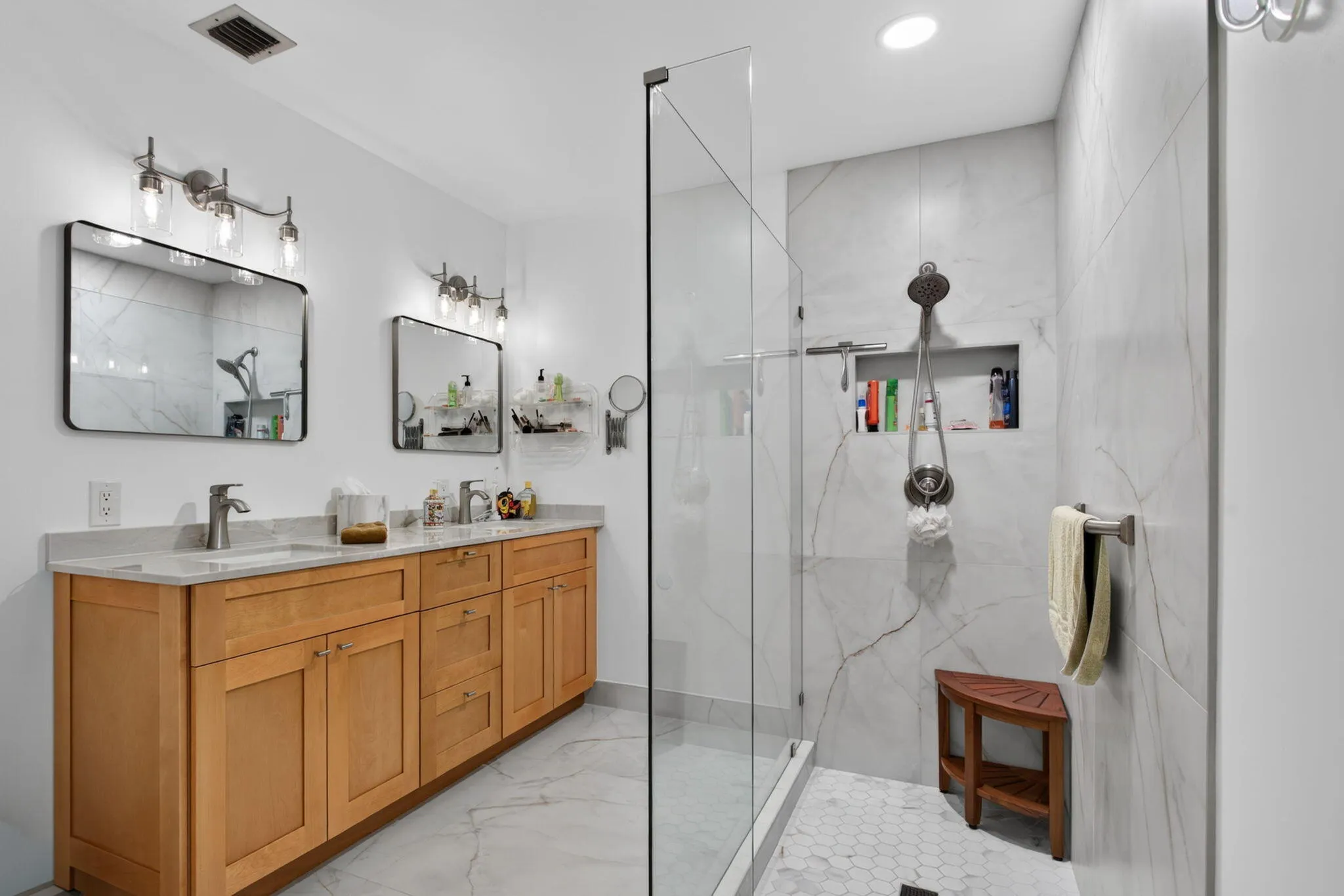 Remodeled large step down shower