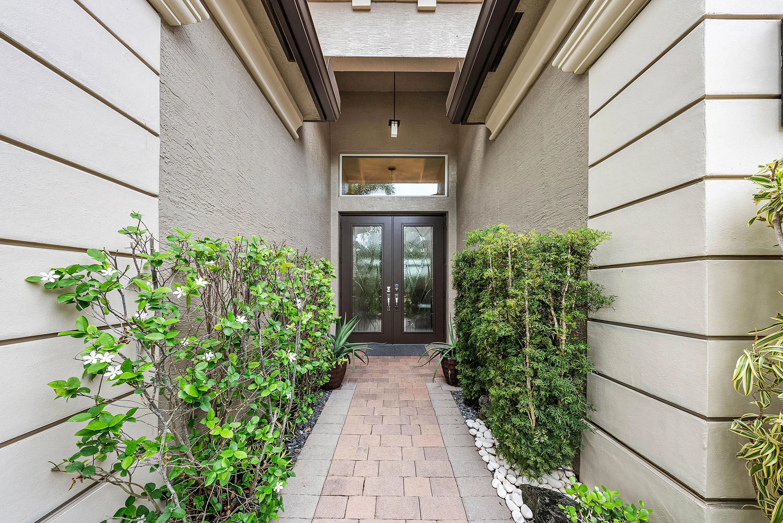 Entryway With Leaded Glass Double Doors