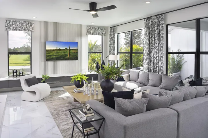 Stock photos represent builder's floorplan