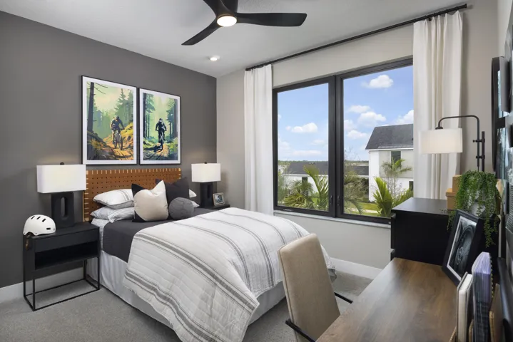 Stock photos represent builder's floorplan