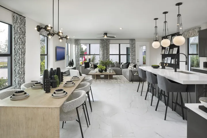 Stock photos represent builder's floorplan