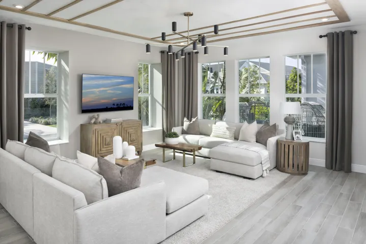 Stock photos represent builder's floorplan