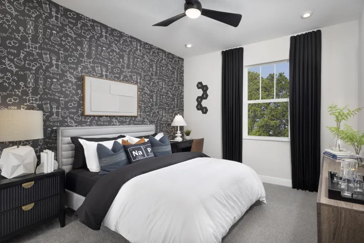 Stock photos represent builder's floorplan