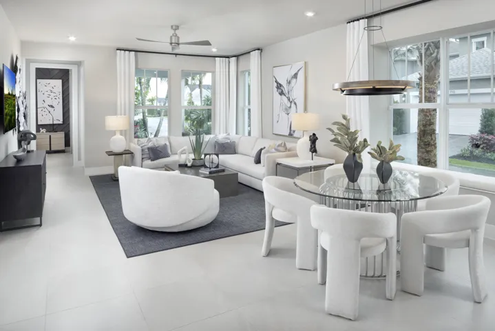 Stock photos represent builder's floorplan